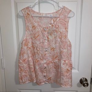 Floral button up flowy tank top